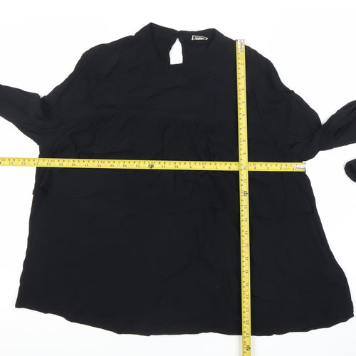 Pimkie Women Black Blouse Size 12 Tunic Long Sleeve Viscose