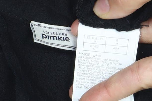 Pimkie Women Black Blouse Size 12 Tunic Long Sleeve Viscose