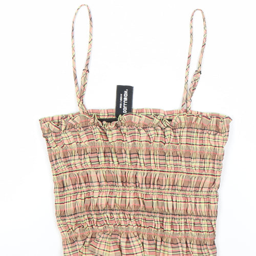 Collusion Women’s Multicoloured Check Camisole Tank Top UK 10 Cotton