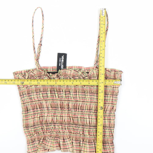 Collusion Women’s Multicoloured Check Camisole Tank Top UK 10 Cotton