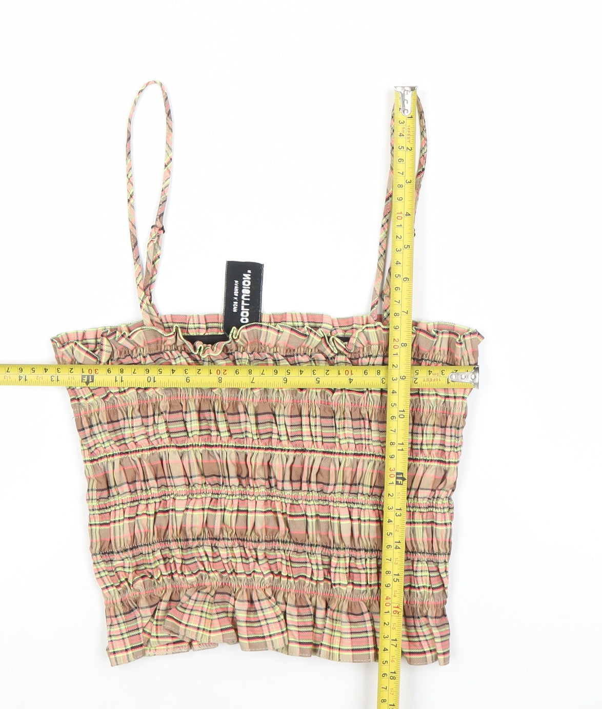 Collusion Women’s Multicoloured Check Camisole Tank Top UK 10 Cotton