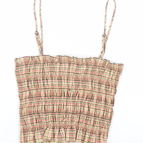 Collusion Women’s Multicoloured Check Camisole Tank Top UK 10 Cotton
