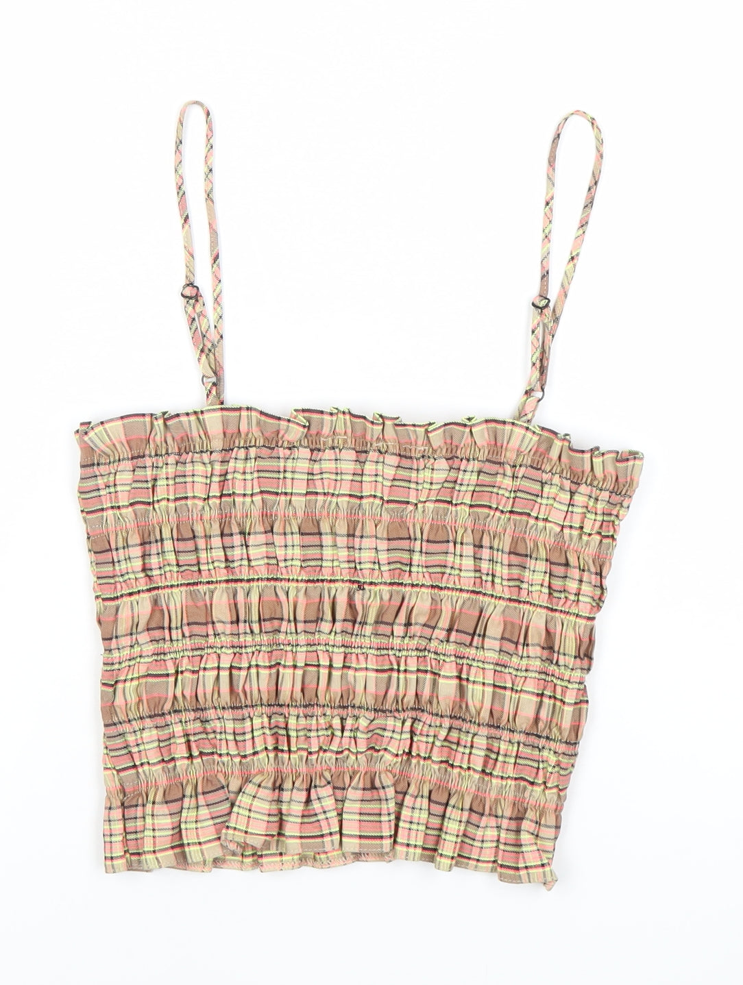 Collusion Women’s Multicoloured Check Camisole Tank Top UK 10 Cotton