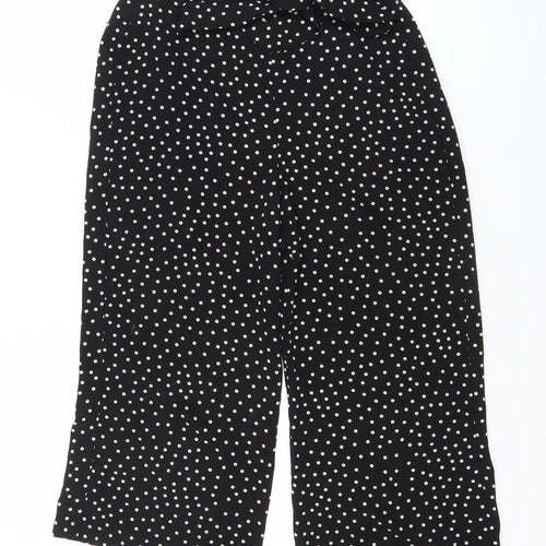Boohoo Womens Black Polka Dot Wide Leg Cropped Trousers Size 8