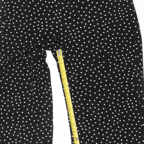 Boohoo Womens Black Polka Dot Wide Leg Cropped Trousers Size 8