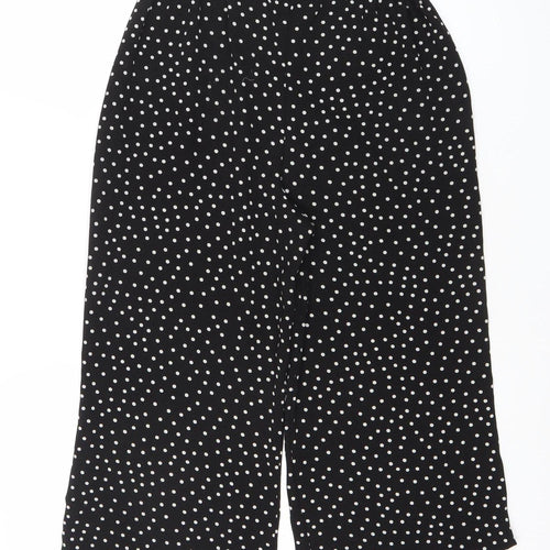 Boohoo Womens Black Polka Dot Wide Leg Cropped Trousers Size 8
