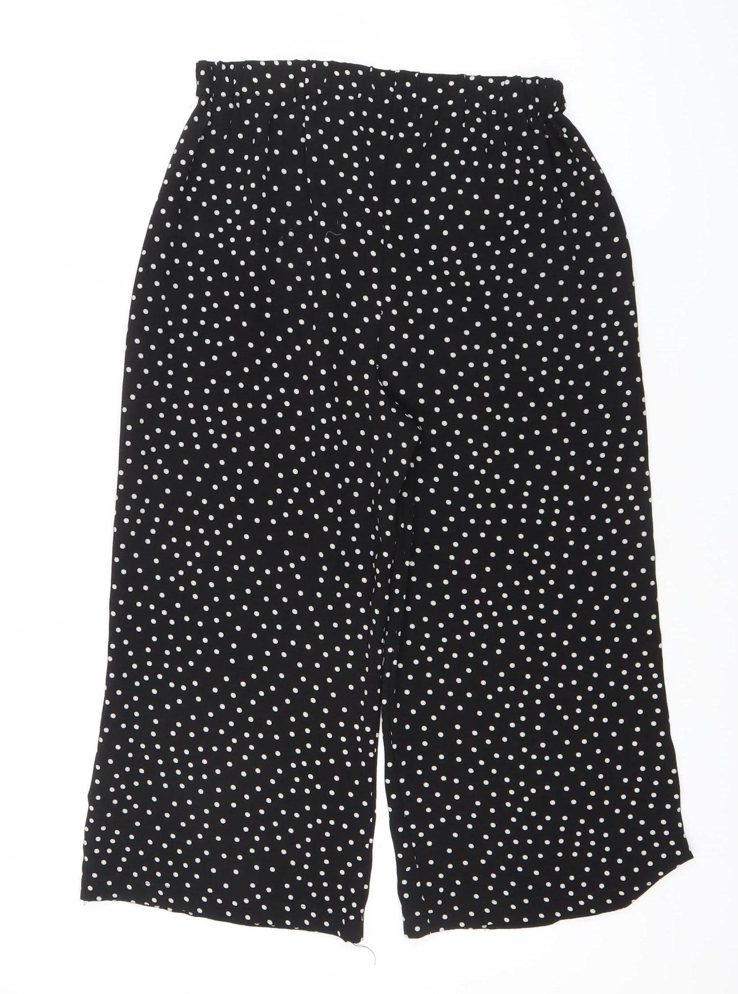 Boohoo Womens Black Polka Dot Wide Leg Cropped Trousers Size 8