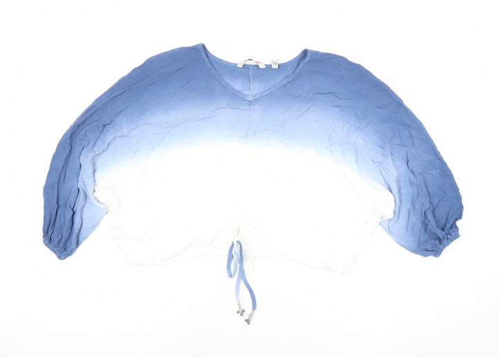 PAYEMENT Womens Blue White Ombre Viscose Tunic Blouse Size 8