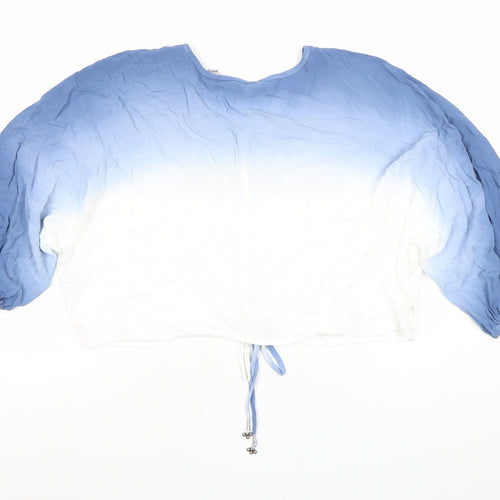 PAYEMENT Womens Blue White Ombre Viscose Tunic Blouse Size 8
