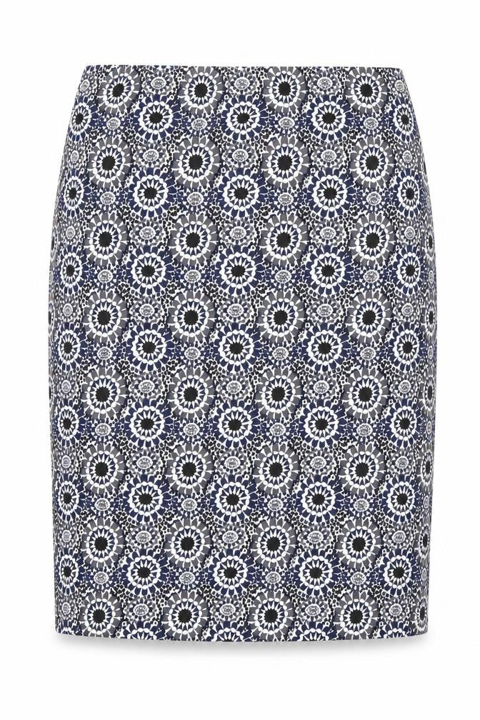 Front view of Premise Studio Women’s Blue Geometric Pencil Skirt M