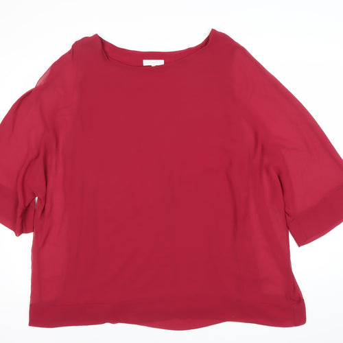 John Rocha Womens Red Blouse Size 22 Chiffon Boat Neck