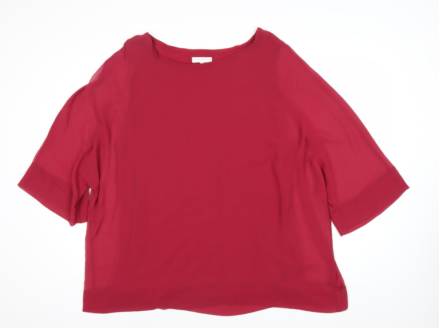 John Rocha Womens Red Blouse Size 22 Chiffon Boat Neck