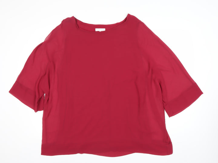 John Rocha Womens Red Blouse Size 22 Chiffon Boat Neck
