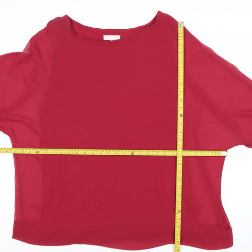 John Rocha Womens Red Blouse Size 22 Chiffon Boat Neck