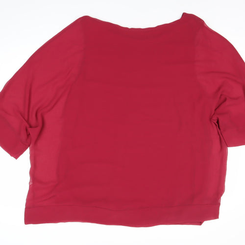 John Rocha Womens Red Blouse Size 22 Chiffon Boat Neck