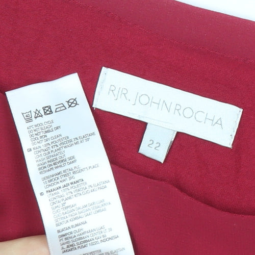 John Rocha Womens Red Blouse Size 22 Chiffon Boat Neck