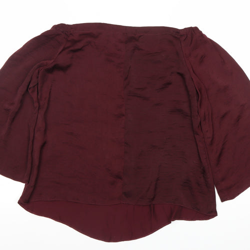 Wallis Womens Red Blouse UK S 3/4 Sleeve Polyester Workwear
