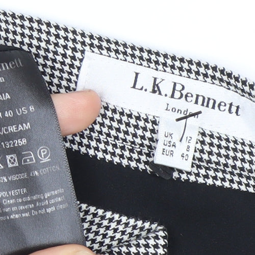 L.K. Bennett Women’s Black White Check Pencil Skirt Size 12 Workwear
