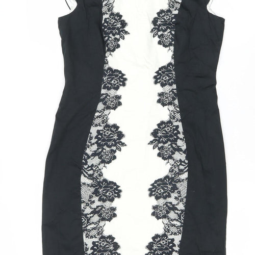 Papaya Women’s Black White Lace Sheath Dress Size 12 Knee Length