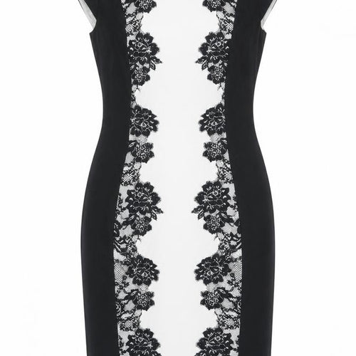 Papaya Women’s Black White Lace Sheath Dress Size 12 Knee Length
