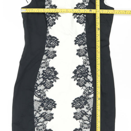 Papaya Women’s Black White Lace Sheath Dress Size 12 Knee Length