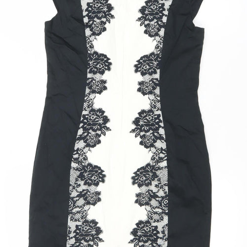 Papaya Women’s Black White Lace Sheath Dress Size 12 Knee Length