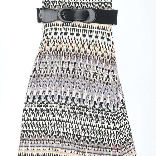 Wallis Womens Multicoloured Geometric A-Line Knee Length Dress S