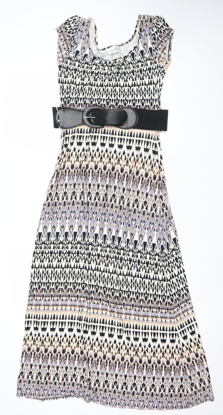 Wallis Womens Multicoloured Geometric A-Line Knee Length Dress S