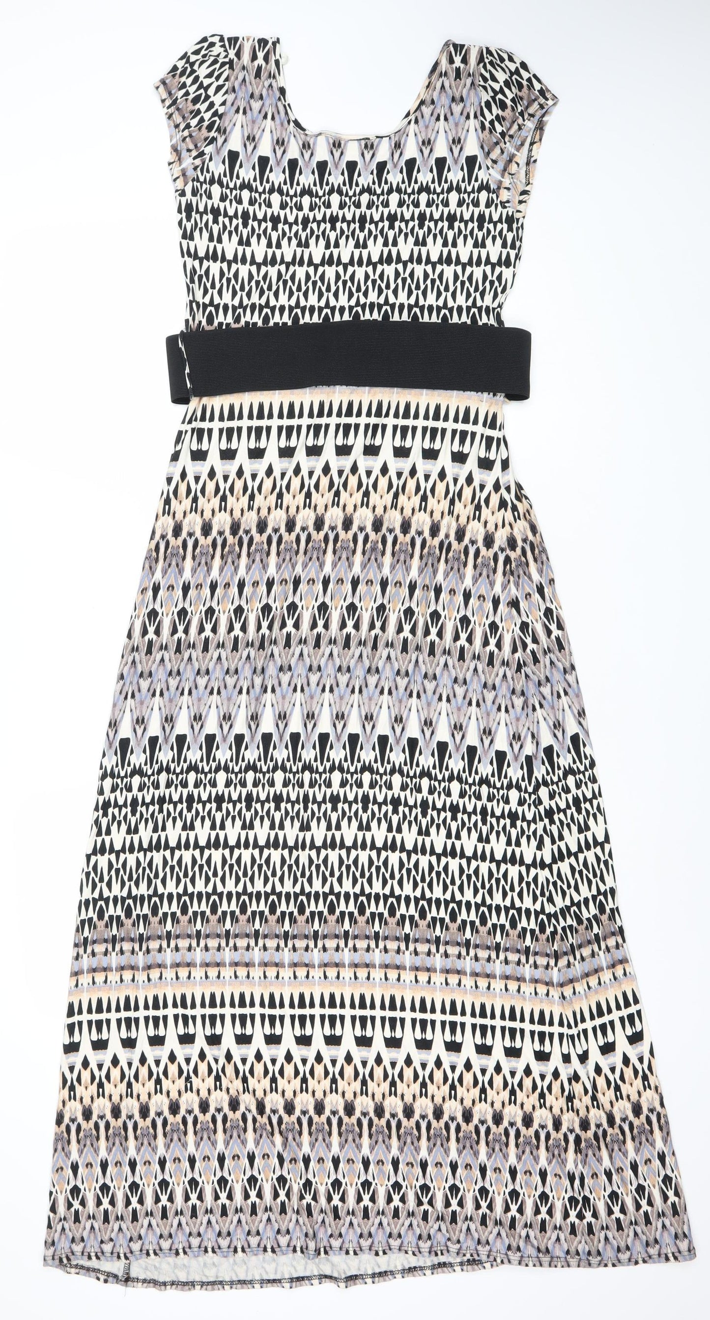Wallis Womens Multicoloured Geometric A-Line Knee Length Dress S