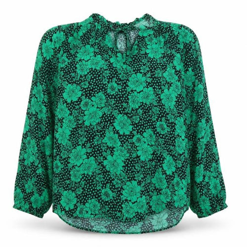 M&Co Womens Green Floral Tunic Blouse Size 10 Long Sleeve Viscose