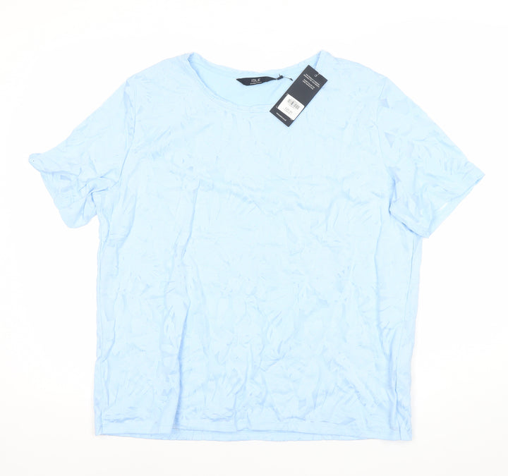 Isle Essentials Women’s Blue Floral T-Shirt L Short Sleeve Round Neck