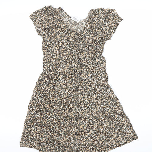 Gap Girls Multicoloured Floral Shirt Dress 12-13 Years Viscose Knee Length