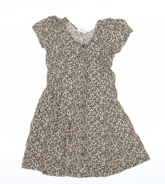 Gap Girls Multicoloured Floral Shirt Dress 12-13 Years Viscose Knee Length