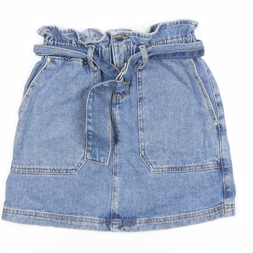 Denim Co Womens Blue Cotton Denim Short Skirt Size 8 High Rise Pockets