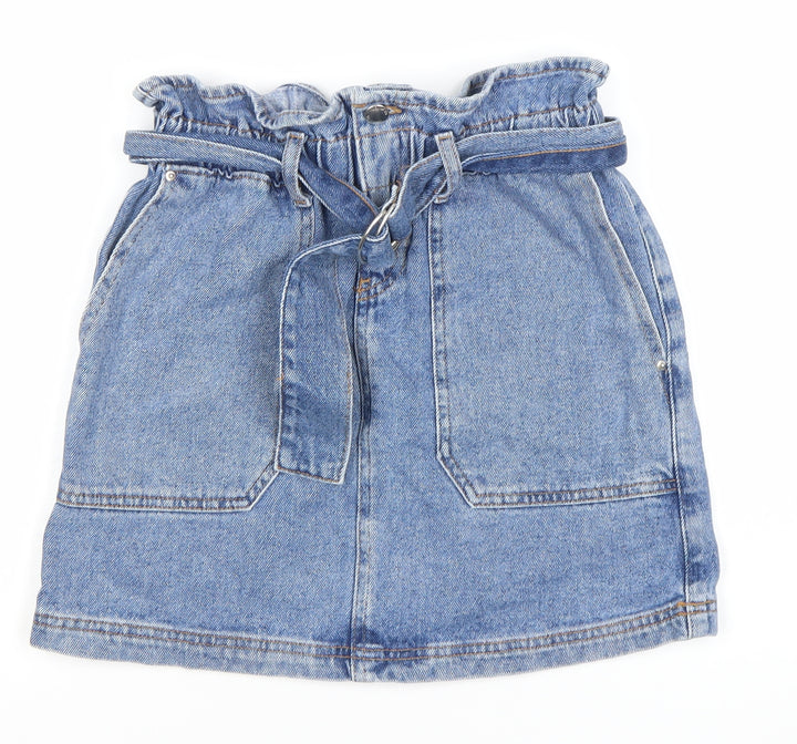 Denim Co Womens Blue Cotton Denim Short Skirt Size 8 High Rise Pockets