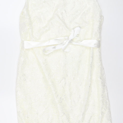 Aftershock London Women’s Ivory Lace Strapless Sheath Dress XL