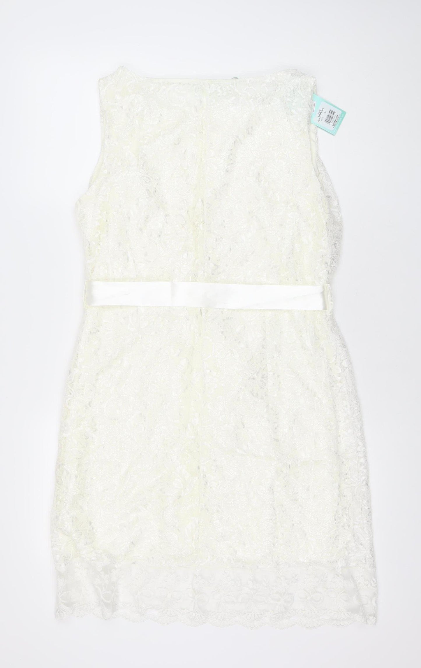 Aftershock London Women’s Ivory Lace Strapless Sheath Dress XL