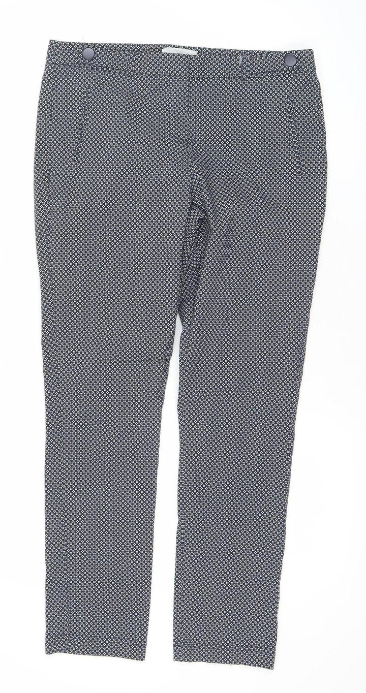 Red Herring Womens Blue Geometric Slim Fit Trousers Size 12