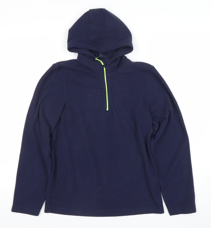 Mountain Warehouse Boys Blue Fleece Hoodie 13YRS 1/4 Zip Outdoor