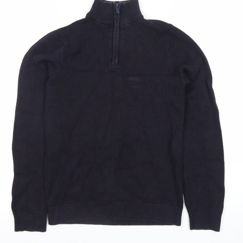 Next Boys Black Henley Half Zip Cotton Sweatshirt 13 Years