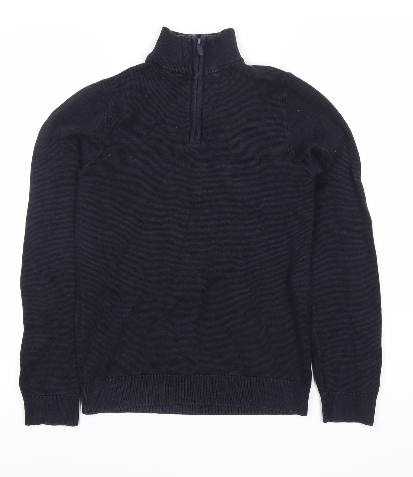 Next Boys Black Henley Half Zip Cotton Sweatshirt 13 Years
