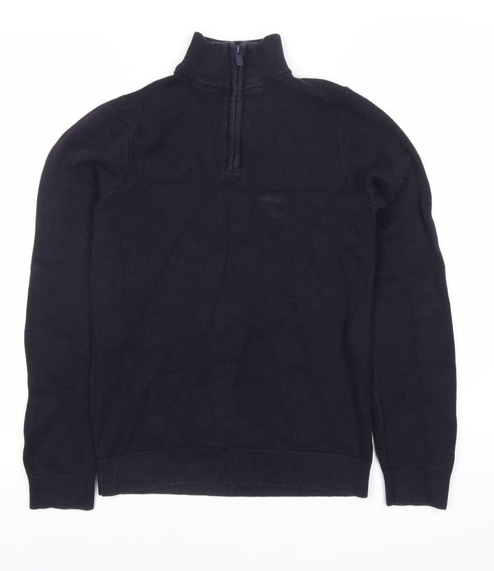 Next Boys Black Henley Half Zip Cotton Sweatshirt 13 Years