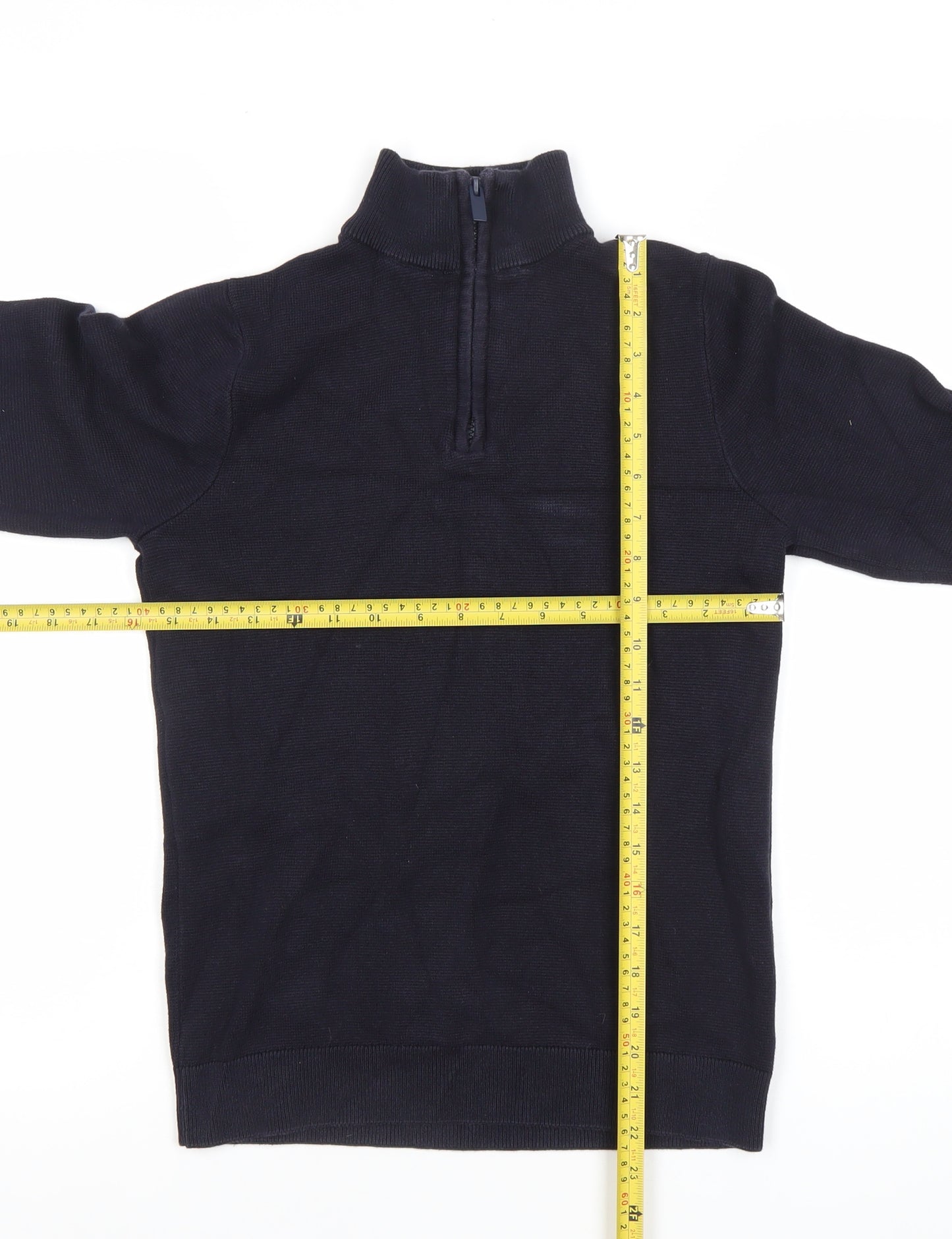 Next Boys Black Henley Half Zip Cotton Sweatshirt 13 Years