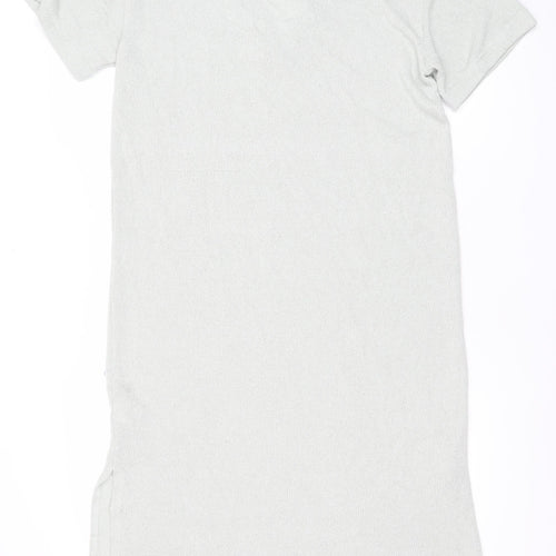 H&M Women Grey V-Neck T-Shirt Dress Size M Knee Length Casual