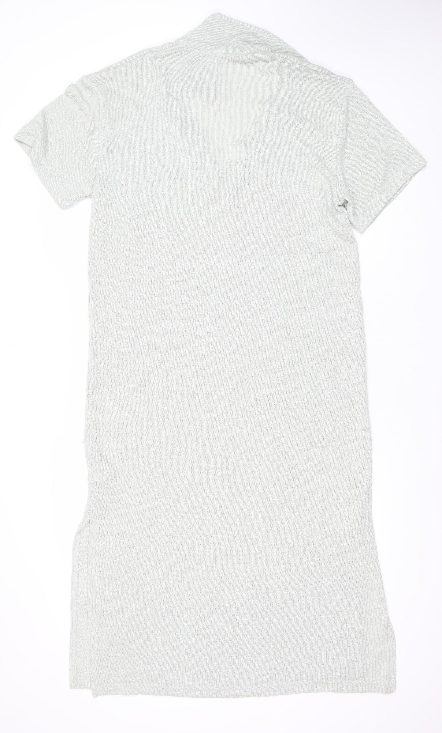 H&M Women Grey V-Neck T-Shirt Dress Size M Knee Length Casual