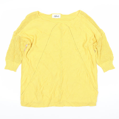 Afibel Womens Yellow Size 14 Pullover Jumper 3/4 Sleeve Knit