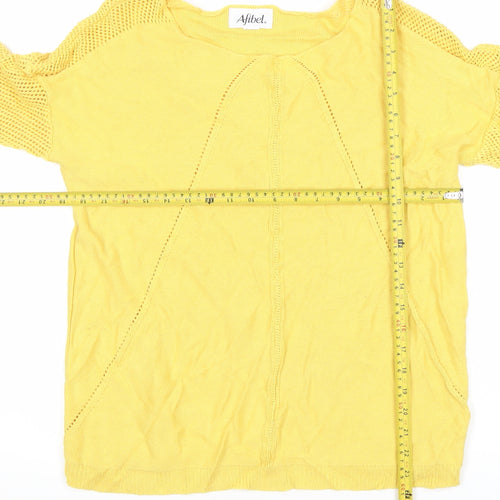 Afibel Womens Yellow Size 14 Pullover Jumper 3/4 Sleeve Knit