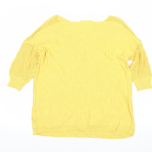 Afibel Womens Yellow Size 14 Pullover Jumper 3/4 Sleeve Knit