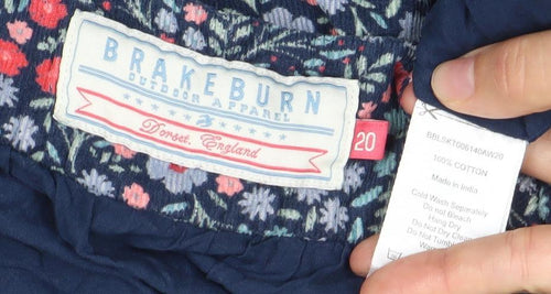 Brakeburn Womens Multicoloured Floral Cotton A-Line Skirt Size 20