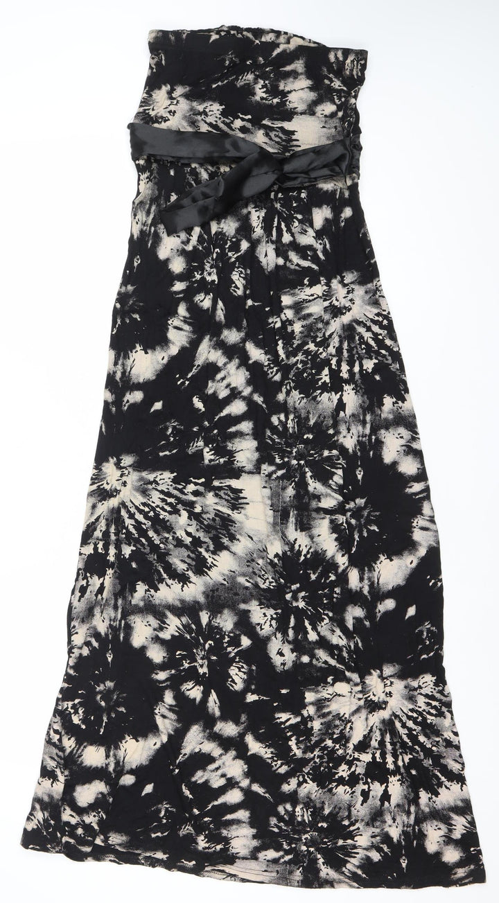 QED London Women’s Black Tie Dye Midi Strapless Dress M